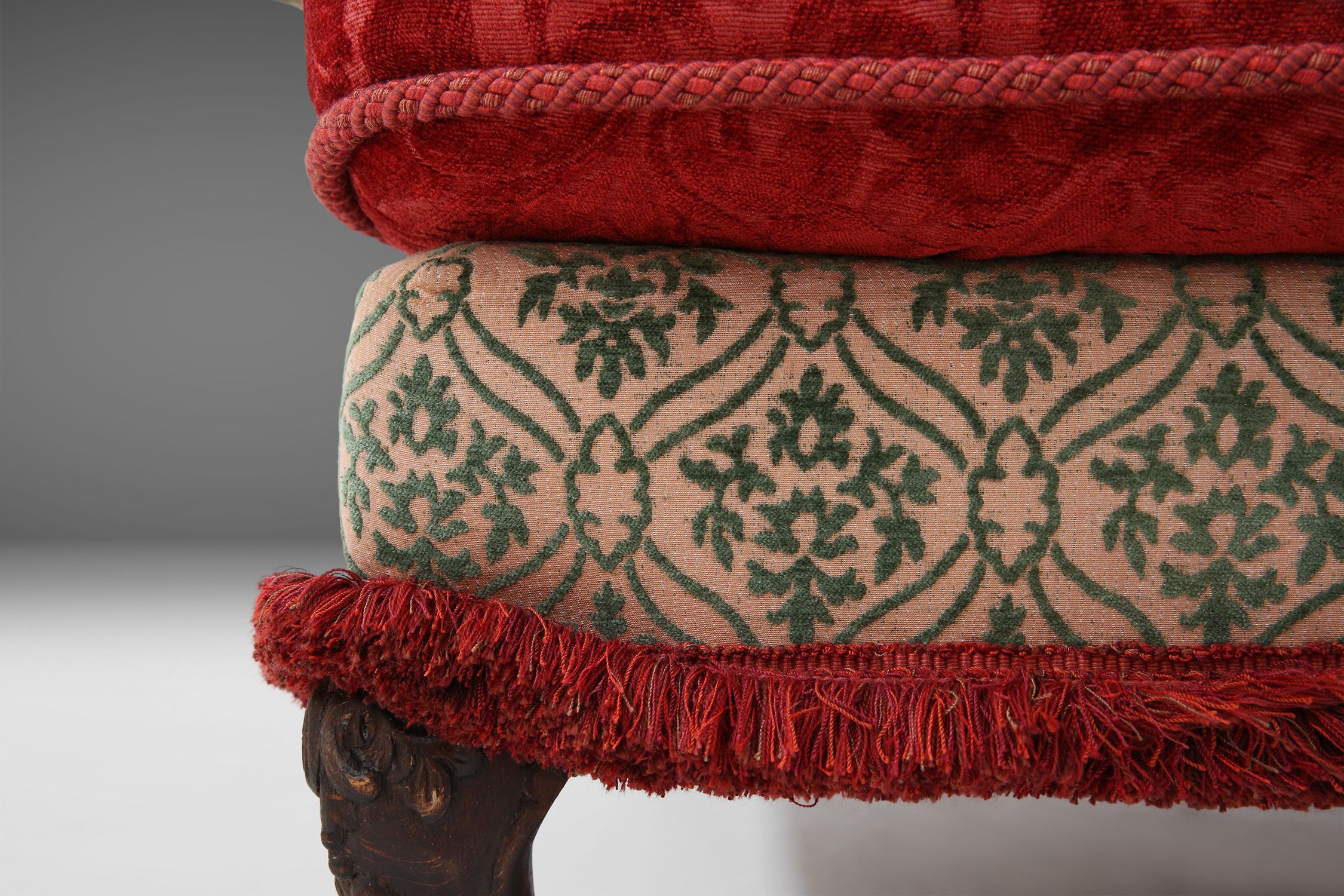 Extra large Victorian sofa and ottoman 1890thumbnail